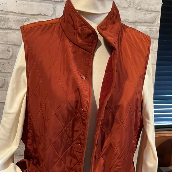 Talbots copper vest snaps pockets poly satin outer shell inside microfiber - Picture 11 of 11